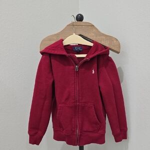 Polo by Ralph Lauren Kids Burgundy Hoodie Boys Size 6 Full Zip Dark Red